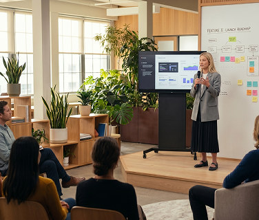 Team presentation in a modern office